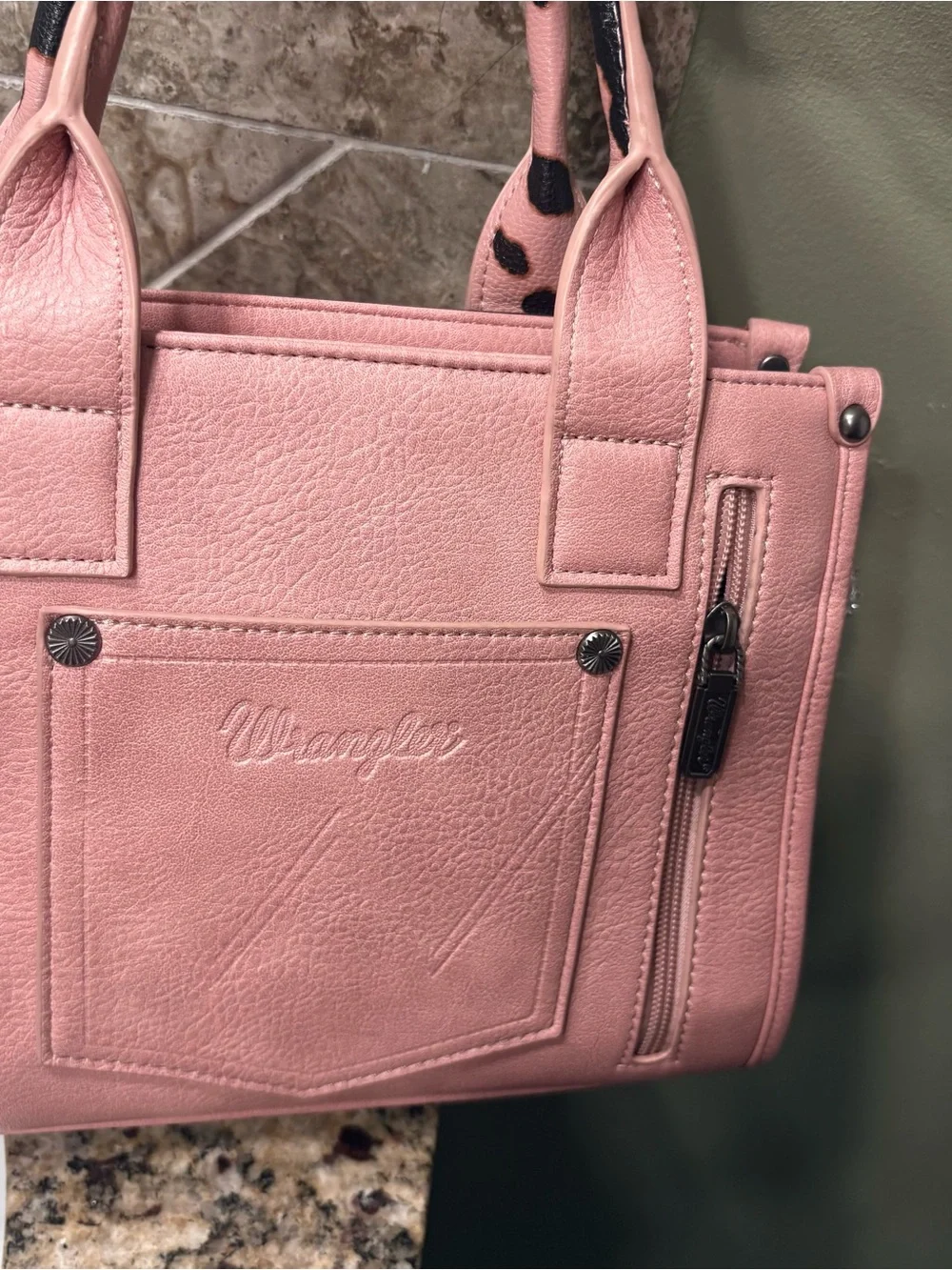 Wrangler Pink Cowprint Kids Tote with Boot Charm